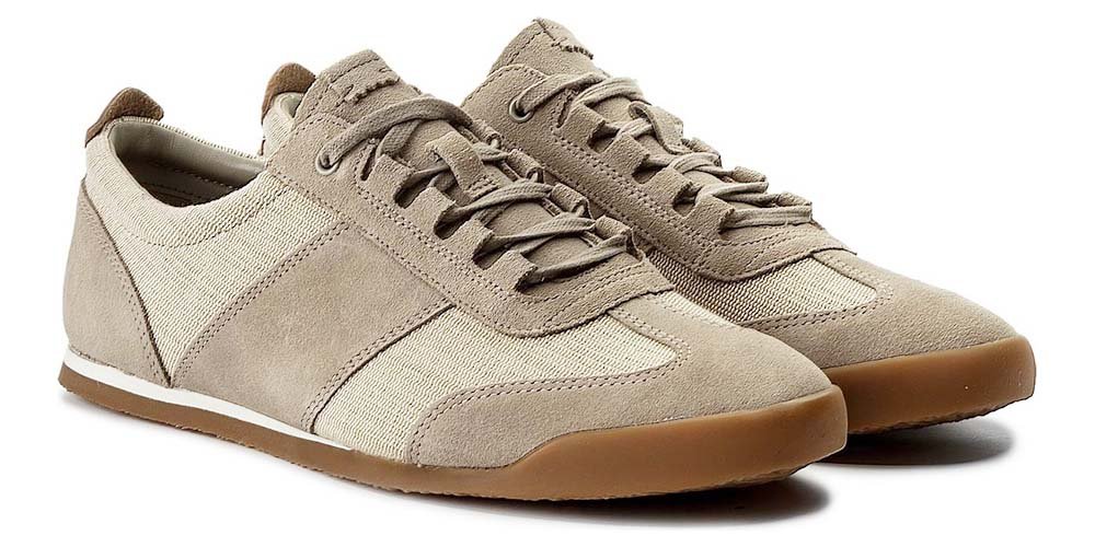 Clarks Półbuty męskie - Siddal Mix - rozmiar 41 - piaskowe, skóra zamszowa