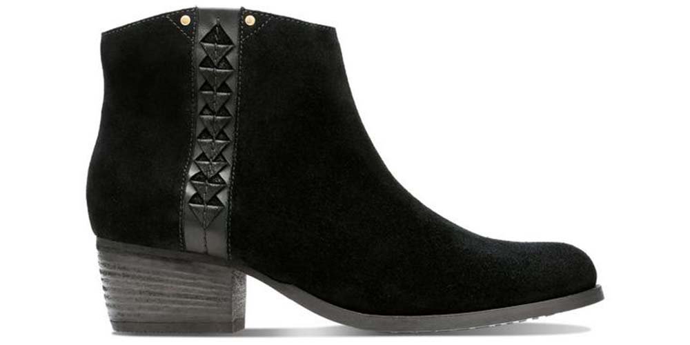 Clarks Botki damskie - Maypearl Fawn na słupku - rozmiar 36 - czarny zamsz