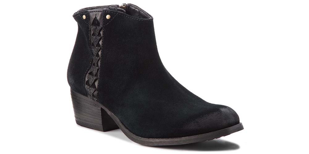 Clarks Botki damskie - Maypearl Fawn na słupku - rozmiar 36 - czarny zamsz