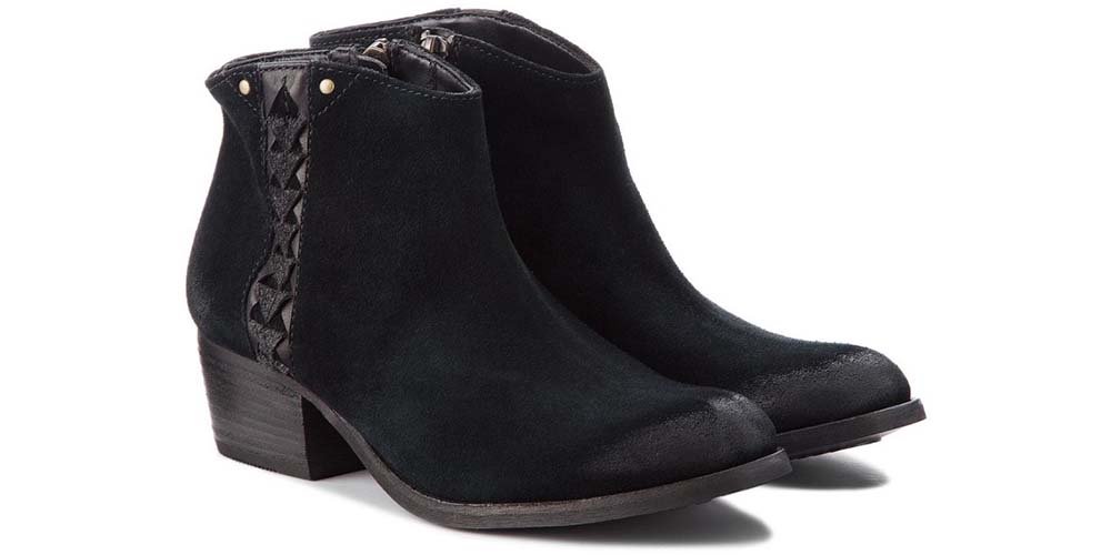 Clarks Botki damskie - Maypearl Fawn na słupku - rozmiar 36 - czarny zamsz