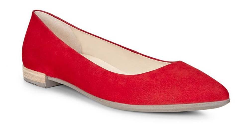 ECCO Baleriny damskie - SHAPE POINTY - rozmiar 35 - czerwone, nubukowe