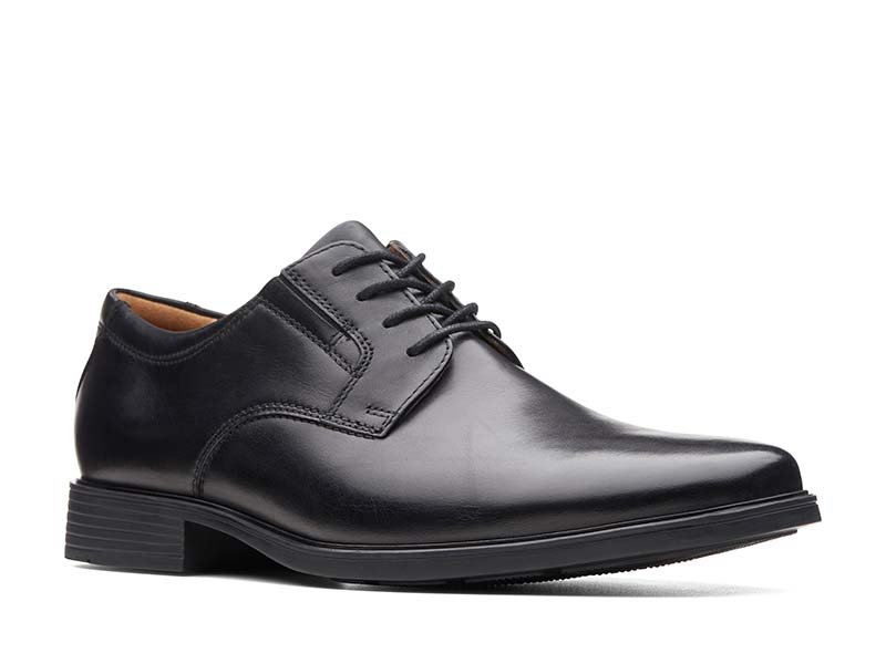 Clarks Półbuty męskie - Tilden Plain - rozmiar 40 - czarne skóra naturalna