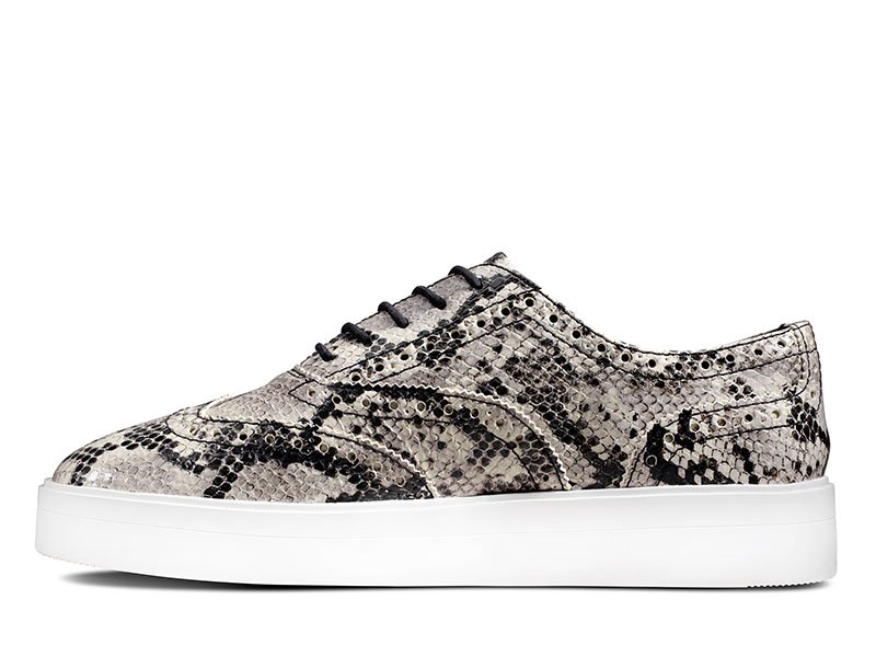 Clarks Półbuty damskie - Hero Brogue - rozmiar 37,5 - srebrna skóra wężowa