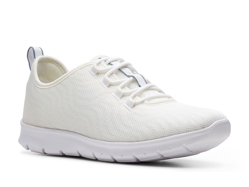 Clarks Półbuty damskie - Step Allena Go - rozmiar 36 - Białe, siateczkowe