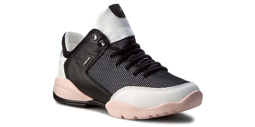 Geox Półbuty damskie - D Sfinge A - rozmiar 36 - czarno-białe, skórzane