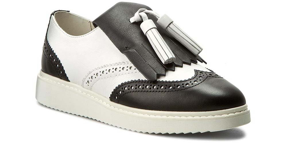 Geox Półbuty damskie - D Thymar A wsuwane - rozmiar 38 - biało-czarne skóra