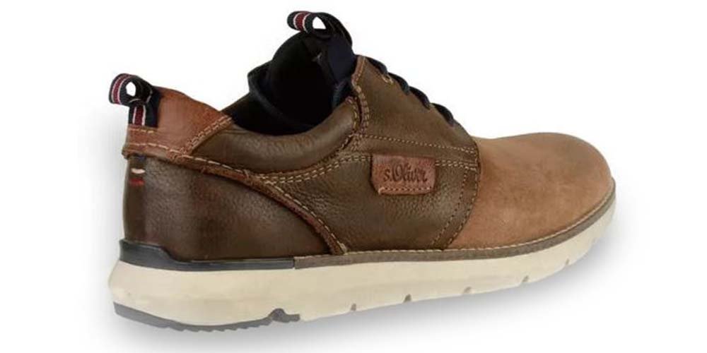 S.Oliver Półbuty męskie - zamszowe, sznurowane - rozmiar 45 - brązowa skóra