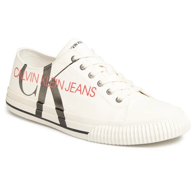 Calvin Klein Trampki męskie - Ivano lekkie - rozmiar 44 - białe, tkanina