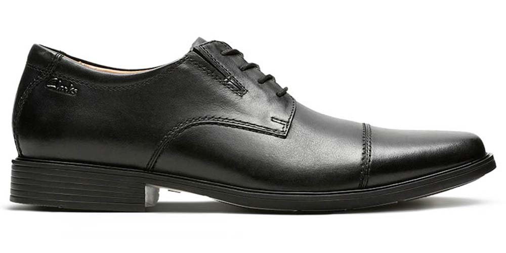 Clarks Półbuty męskie wizytowe - Tilden Cap - rozmiar 40 - Czarny, skóra